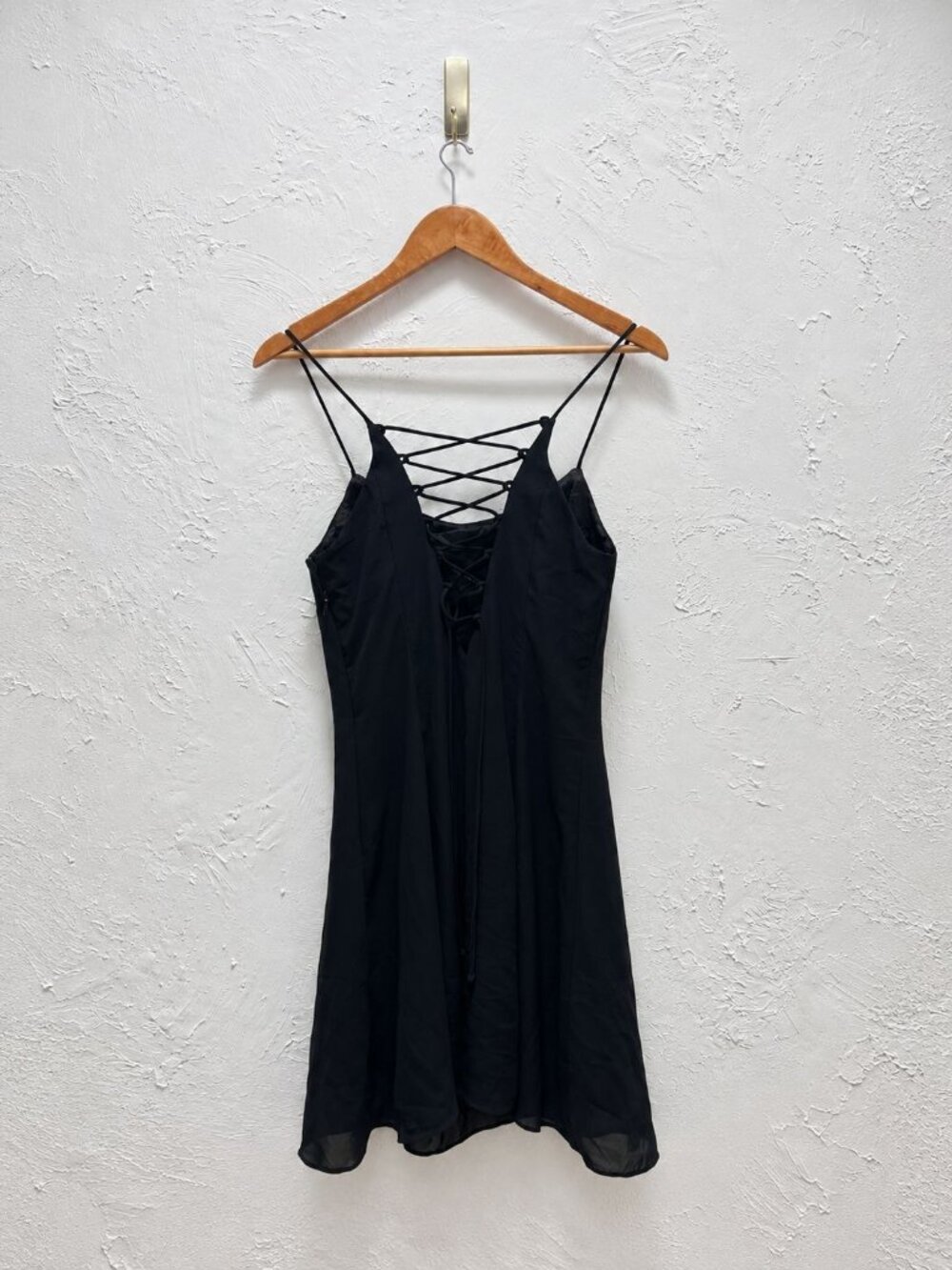 Black Spaghetti Strap Dress With Crisscross Back By Moda Intl Size 6